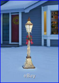 Christmas decoration 6ft Glitter Lamp Post Bow Indoor/Outdoor 120 LED Light UK