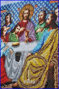 Christmas last supper beaded picture russian icon orthodox needlepoint unique