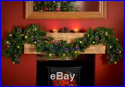 Christmas lights Pre-Lit Garland with Cones and berries 6ft