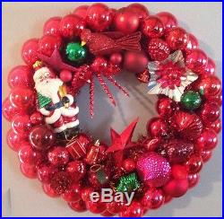 Christmas ornament wreath. Approx. 21 diameter. Gorgeous RED deliciousness