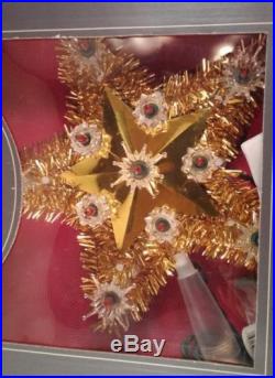 Christmas tree Lighted Gold Tinsel Star Topper 11.5 inches New Indoor use