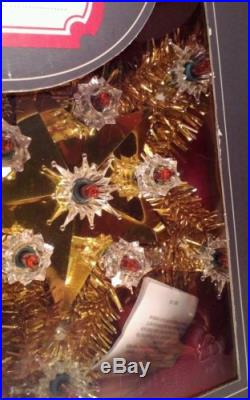 Christmas tree Lighted Gold Tinsel Star Topper 11.5 inches New Indoor use