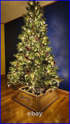 Christmas tree collar skirt wood cedar brown handmade xmas red truck santa