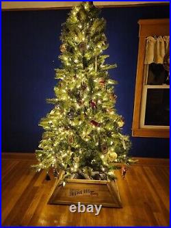 Christmas tree collar skirt wood cedar brown handmade xmas red truck santa