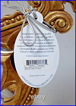 Christopher Radko HOLY NIGHT Christmas Stocking Mirrored Candle Holder Set of 2