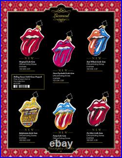 Christopher Radko NEW ROLLING STONES 60 LICKS LITTLE GEMS 6 Ornament Set