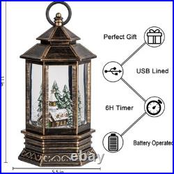 Classic Church Snow Globe Lantern Silent Night Music 11 Holiday Gift Family