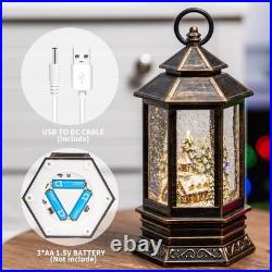 Classic Church Snow Globe Lantern Silent Night Music 11 Holiday Gift Family