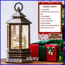Classic Church Snow Globe Lantern Silent Night Music 11 Holiday Gift Family