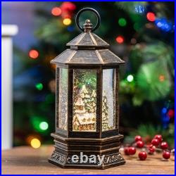Classic Church Snow Globe Lantern Silent Night Music 11 Holiday Gift Family