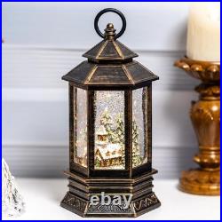 Classic Church Snow Globe Lantern Silent Night Music 11 Holiday Gift Family