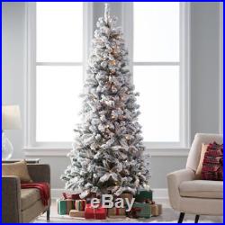 Classic Flocked Slim Pre-Lit Christmas Tree, Green, 9 ft