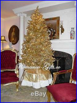 Classic Platinum GOLD Slim Pre-Lit Christmas Tree 5 ft high Mid Century Modern