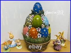 Clay Magic Lighted Egg Stack, Basket, 13.5 In, hand Made, Rabbit Not Included, Easter