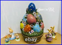 Clay Magic Lighted Egg Stack, Basket, 13.5 In, hand Made, Rabbit Not Included, Easter