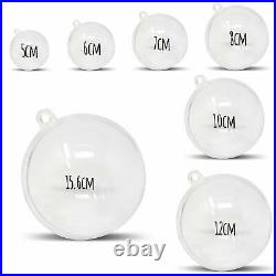 Clear Fillable Baubles Plastic Wedding Favours Balls Christmas Decoration Round