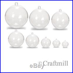 Clear PLASTIC CRAFT Balls & Hearts 2-part Spheres Baubles Favours Wedding Xmas