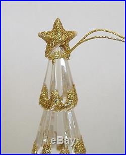 Clear Plastic Acrylic Tree Gold Glitter Star Christmas Ornament Decoration