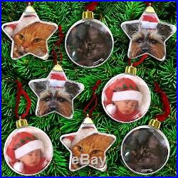 Clear Transparent Plastic Fillable Photo Picture Frame Christmas Tree Baubles