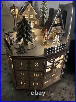 Clever Creations Wooden Advent Calendar Village Led Lights