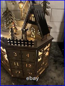 Clever Creations Wooden Advent Calendar Village Led Lights