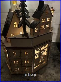 Clever Creations Wooden Advent Calendar Village Led Lights