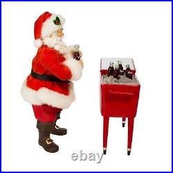 Coca-Cola Coke Santa with Table Cooler, 2 Piece Set, Multi-Colored, 14-Inches