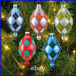 Cody Foster 4.00In Plaid Baubles Set/5, Glass, Mid Century Modern Gl1063