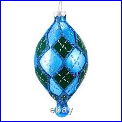 Cody Foster 4.00In Plaid Baubles Set/5, Glass, Mid Century Modern Gl1063