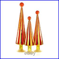 Cody Foster & Co Orange And Yellow Glass Pleated Carnival Trees Set Of 3