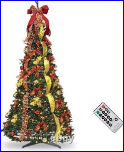 Collapsible Christmas Tree Fully Decorated with Remote Control LED Light 6/6.5Ft