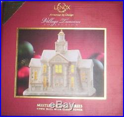 Collectible Lenox Mistletoe Park Town Hall with Clock Tower New In Box