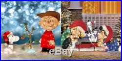Collectible Peanuts Christmas Yard (2) Pre Lit Scenes Outdoor Lawn Displays NEW