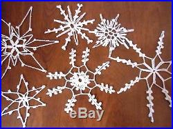 Collection 35 Crochet Snowflakes Ornaments Handmade Stiffen White Ivory Mix Size