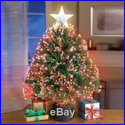 Color Changing Fiber Optic Table Top Artificial Christmas Tree