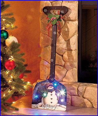 Color Changing LED Decorative Lighted Snowman Shovel Christmas Fireplace Snowman