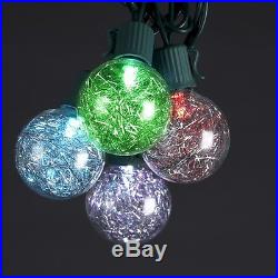 Color Changing Silver Tinsel Balls LED Christmas Light Set of 10 Lights
