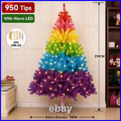 Colorful Rainbow Artificial Christmas Tree with LED Lights PVC Home Decoration