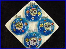 Colorful Sugar Skulls Glass Christmas Ornaments Set of 4