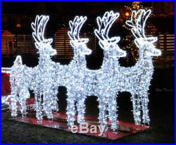 Commercial Size Outdoor Christmas Lighted 4 Deers & Santa's Sleigh 9' Ornament