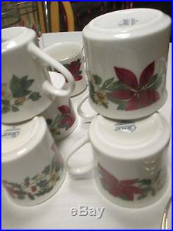 Complete 88 Piece Gibson Poinsettia Dinnerware Christmas Dishes