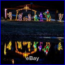 Complete Large Nativity Holiday Outdoor LED Lighted Decoration Steel Wireframe