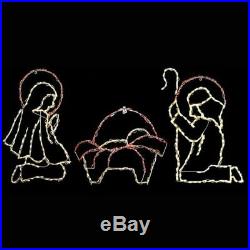 Complete Large Nativity Holiday Outdoor LED Lighted Decoration Steel Wireframe