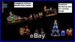 Complete North Pole Scene Christmas Outdoor LED Lighted Decoration Wireframe