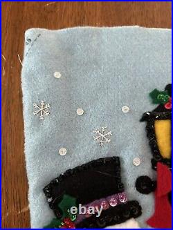 Completed Bucilla Felt Christmas Stocking Kit Snow Family Caroling 18