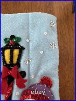 Completed Bucilla Felt Christmas Stocking Kit Snow Family Caroling 18