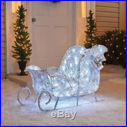 Cool White Lighted Twinkling 36 Sleigh Sculpture Outdoor Christmas Decoration