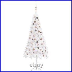 Corner Artificial Christmas Tree LEDs&Ball Set White 70.9 PVC