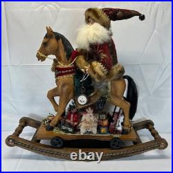 Costco Rocking Horse with Santa Christmas Decor Figurine 685839 Vintage Style