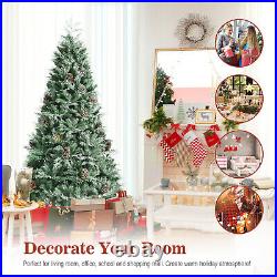 Costway 7ft Snow Flocked Artificial Christmas Tree with 1139 Glitter PE & PVC Tips